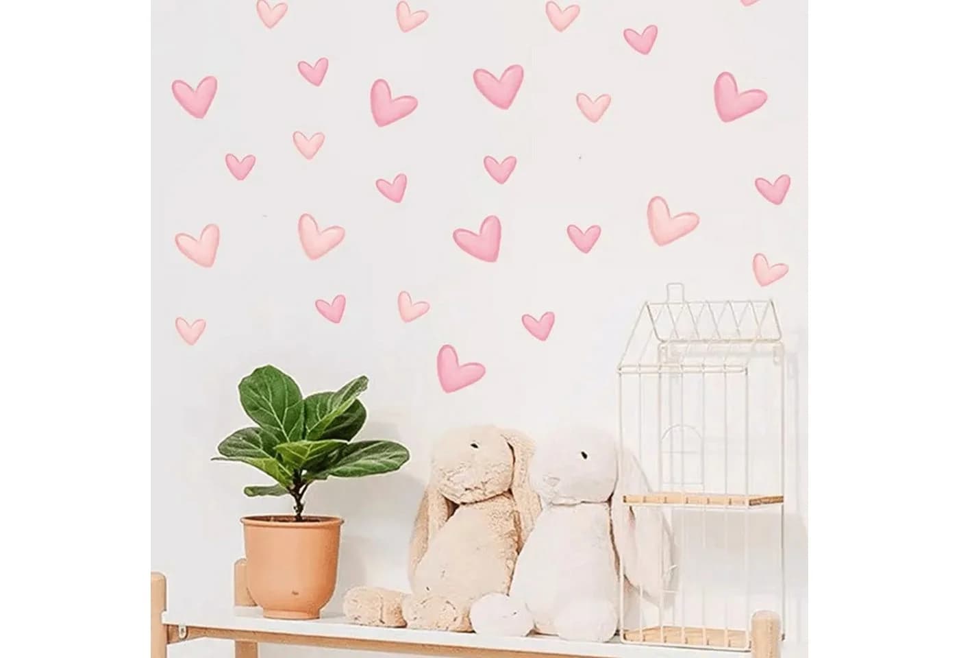Montegoni Wandsticker Kinder 60 Stück Rosa Herzform Selbstklebend