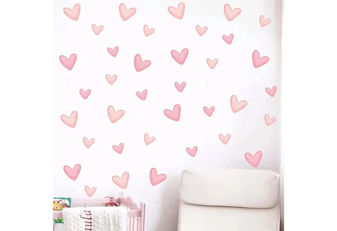 Montegoni Wandsticker Kinder 60 Stück Rosa Herzform Selbstklebend - Bild 2