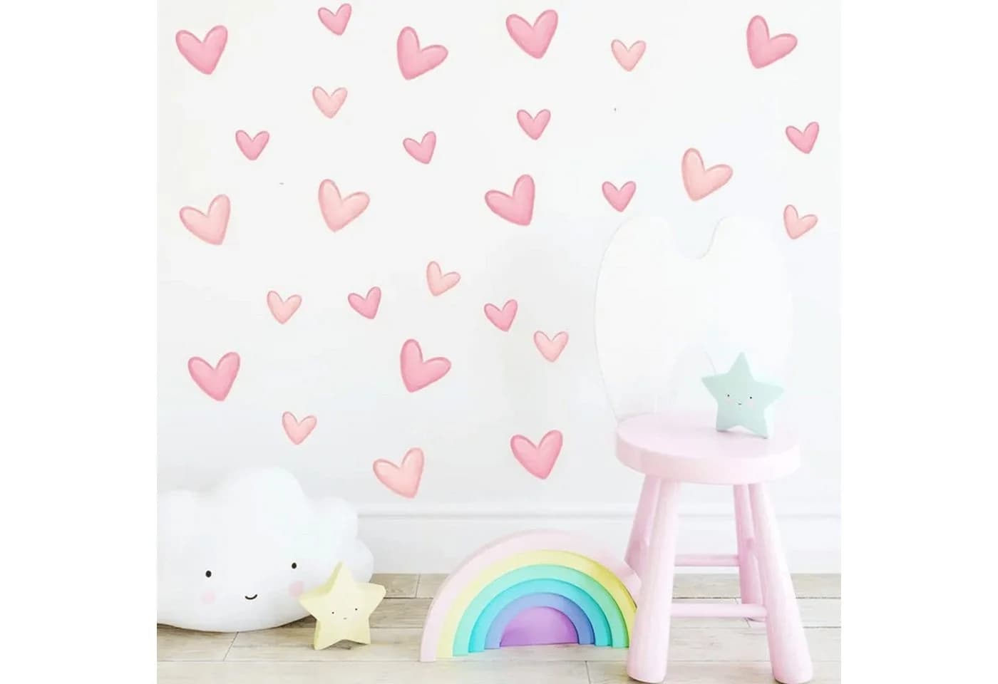 Montegoni Wandsticker Kinder 60 Stück Rosa Herzform Selbstklebend - Bild 3