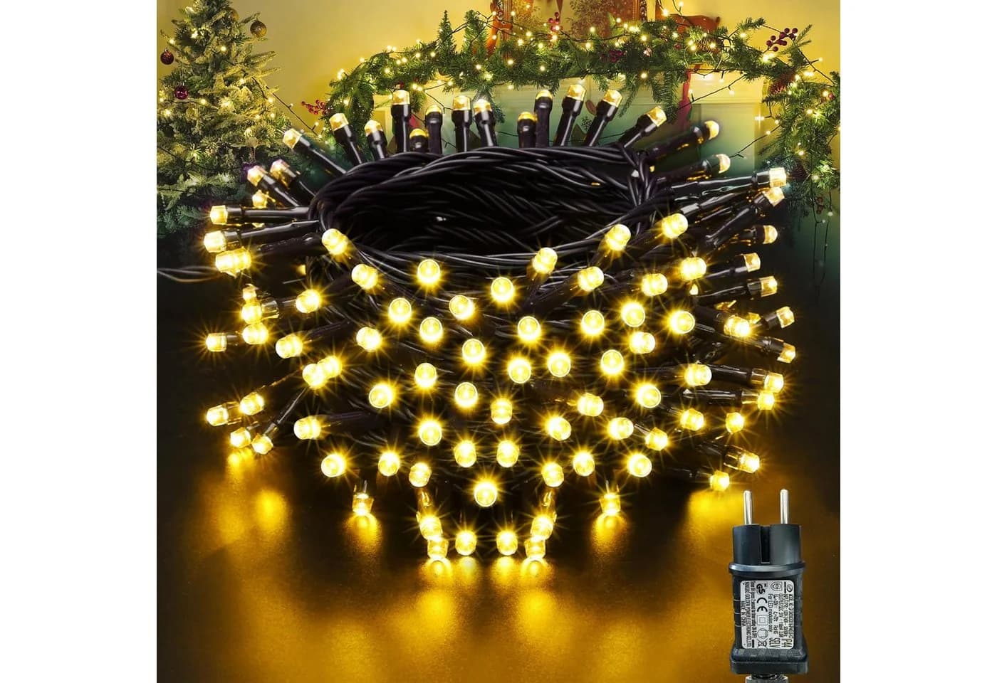 Montegoni LED-Lichterkette 10m 100 LEDs Warmweiß Weihnachtsbeleuchtung - Bild 3
