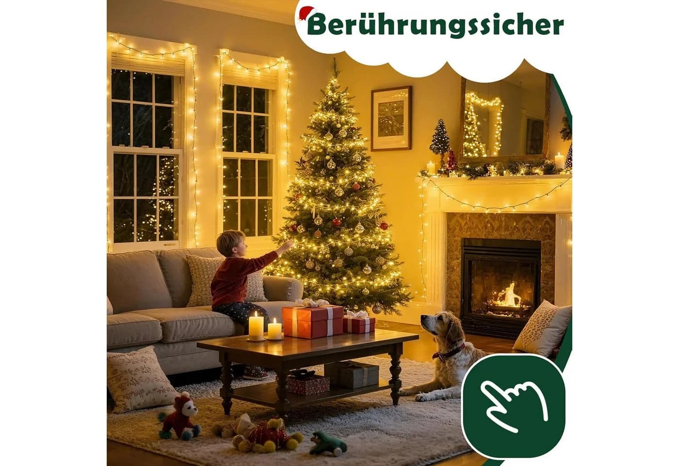 Montegoni LED-Lichterkette 10m 100 LEDs Warmweiß Weihnachtsbeleuchtung - Bild 4