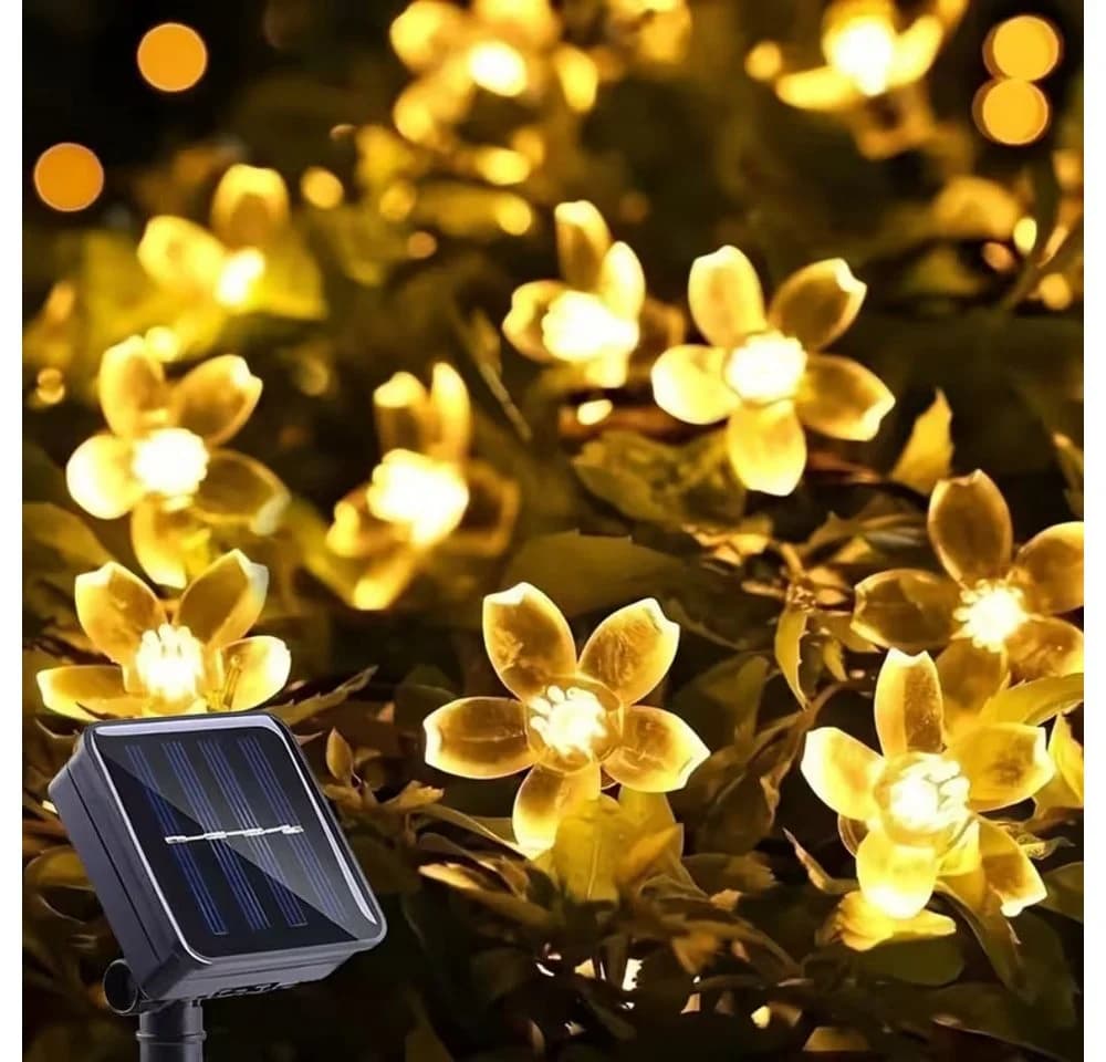 Montegoni Solar Lichterkette 5m 20 LED Kirschblüten Warmweiß Dimmbar - Bild 2