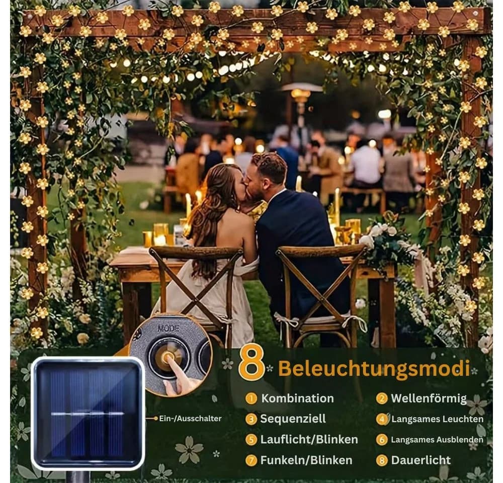 Montegoni Solar Lichterkette 5m 20 LED Kirschblüten Warmweiß Dimmbar - Bild 3