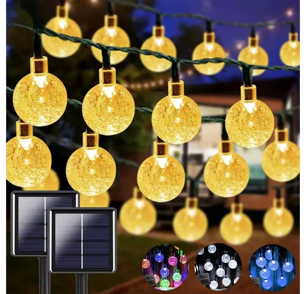 Montegoni Solar LED Lichterkette 5m 20LED warmweiß Garten Deko IP65 8 Modi - Bild 2