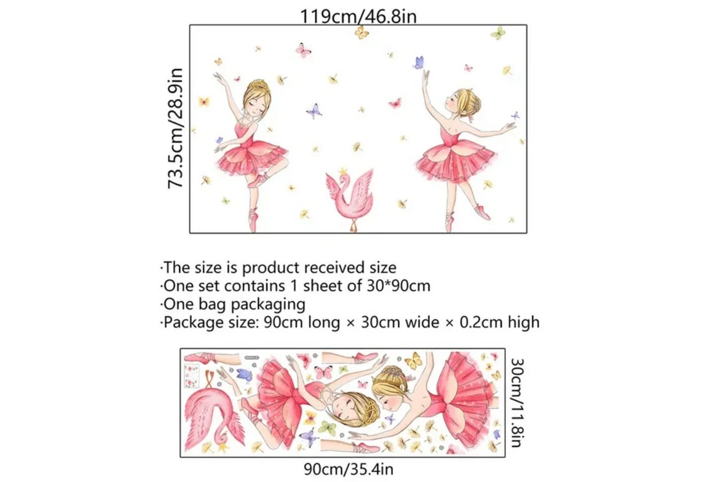 Montegoni Wandtattoo Kinder Prinzessin Schwan Blumen - Bild 5