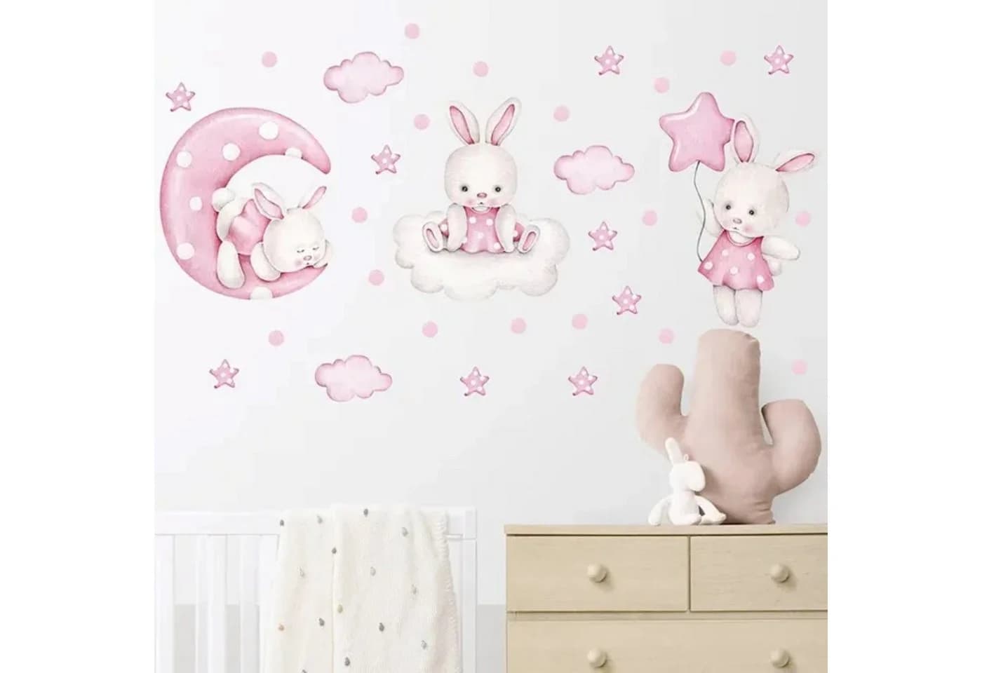 Montegoni Wandsticker Kinderzimmer Kaninchen Tanz Ballon Wolken Sterne - Bild 3