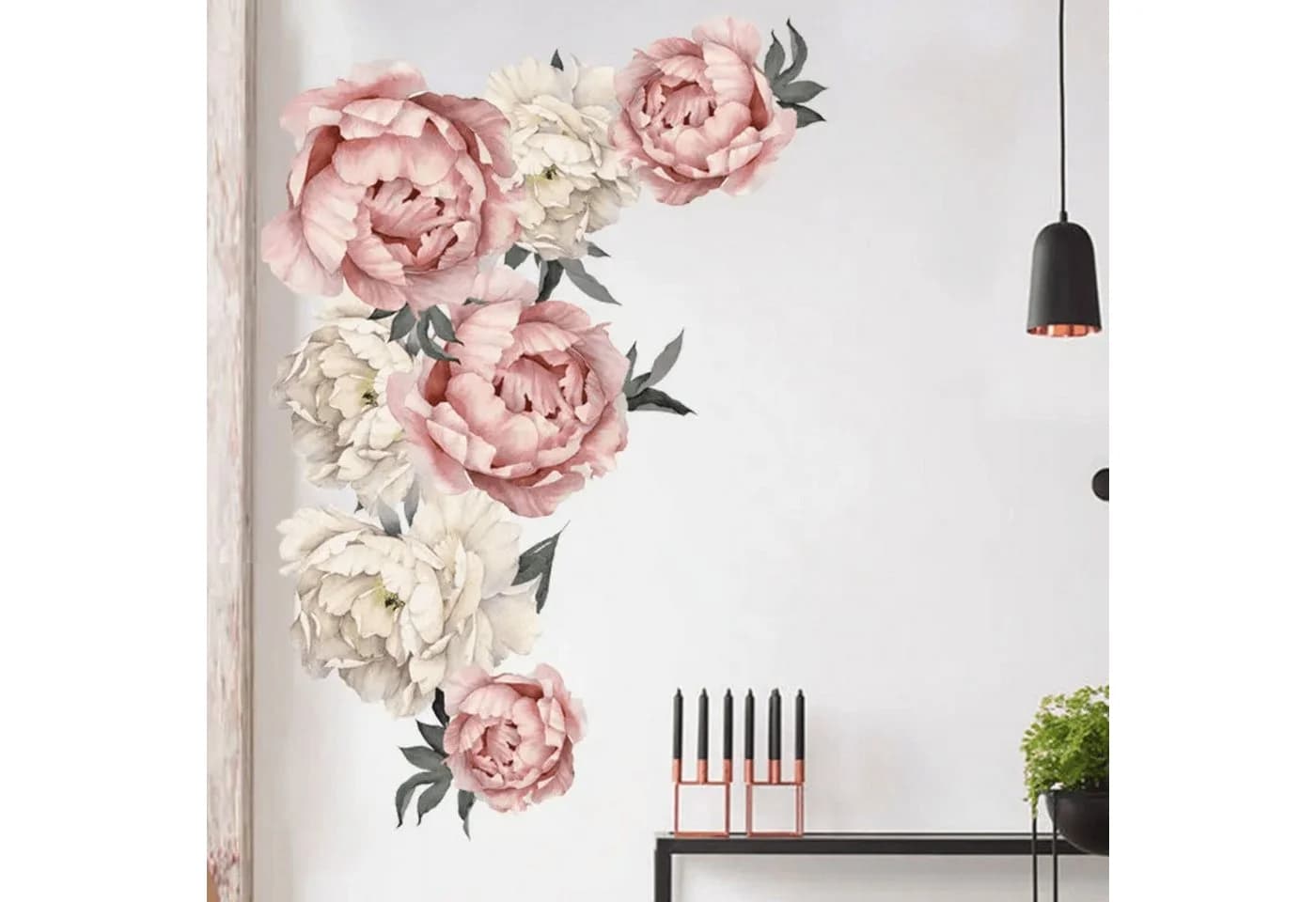 Montegoni Wandtattoo Pfingstrose Rosenblüten Wandsticker Wasserdicht Abnehmbar - Bild 2