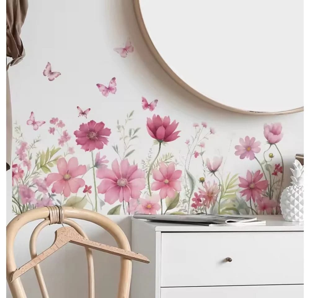 Montegoni Wandsticker Schmetterling Blumen Rosa Selbstklebend - Bild 2
