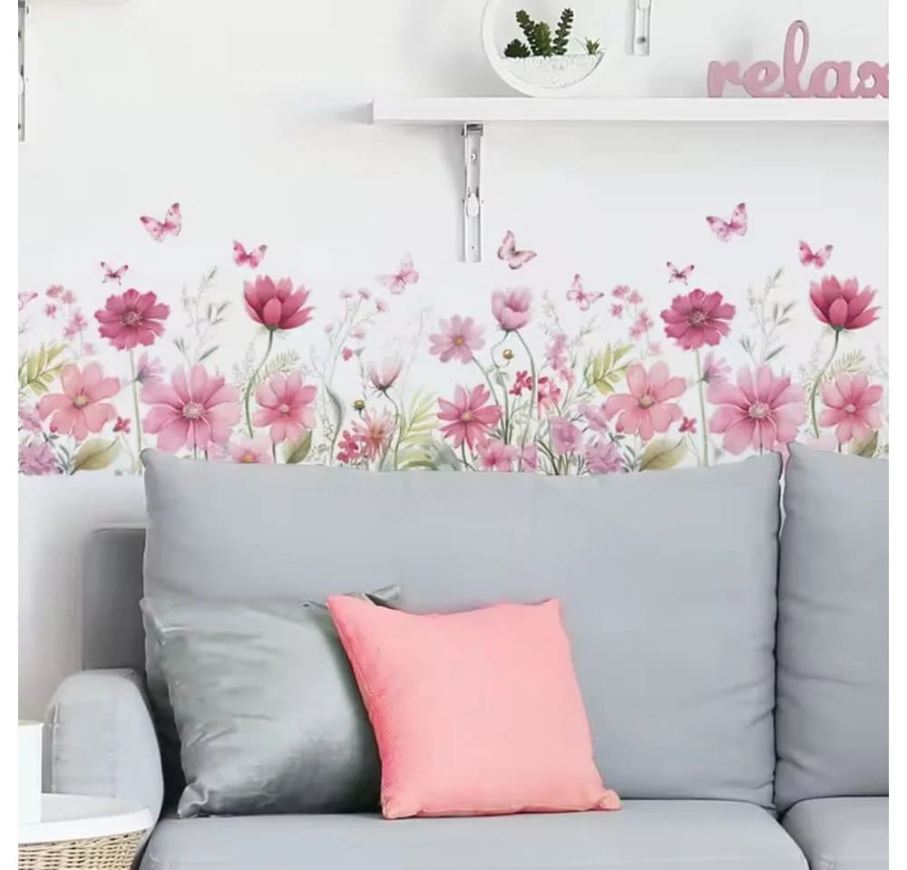 Montegoni Wandsticker Schmetterling Blumen Rosa Selbstklebend - Bild 3