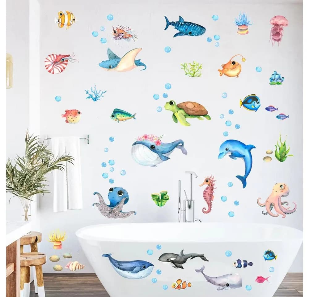 Montegoni Wandtattoo Unterwasserwelt 4-tlg. Bunt PVC