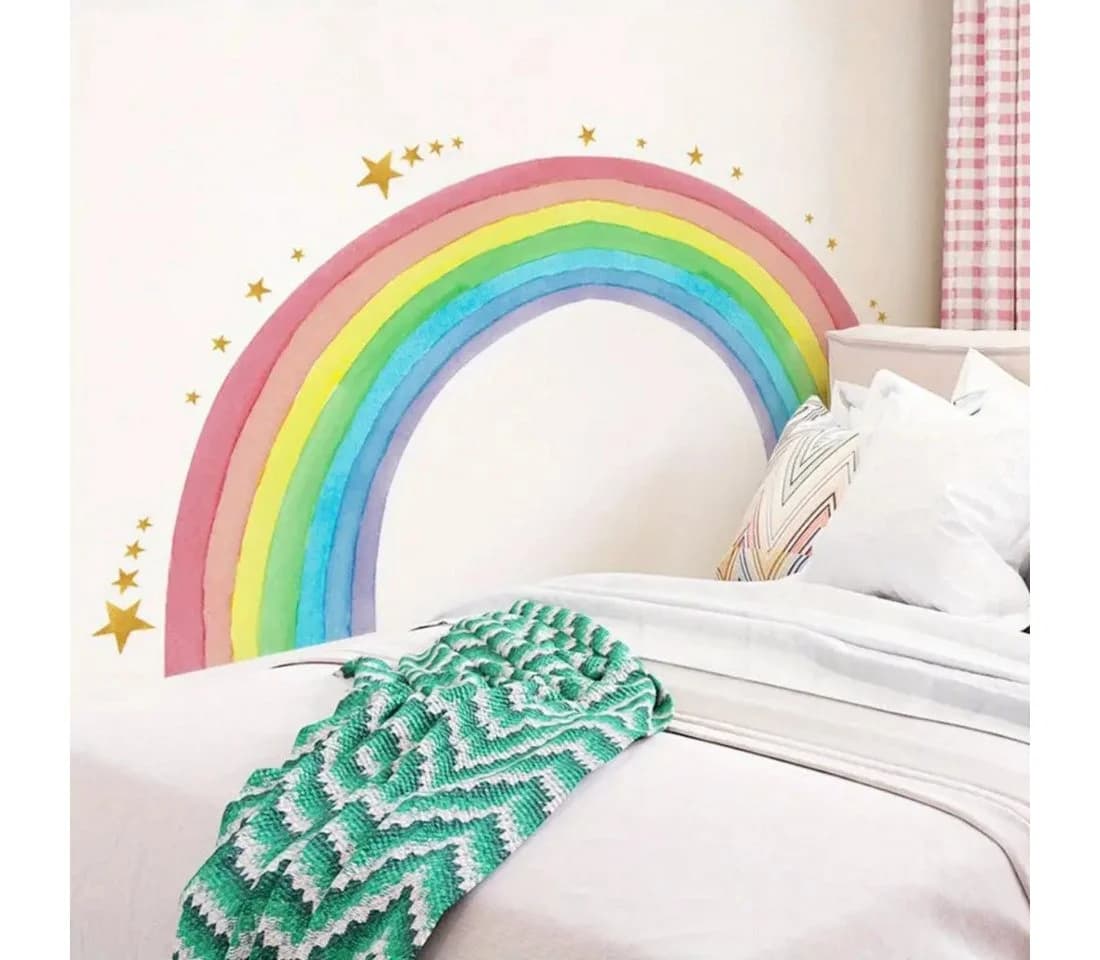 Montegoni Wandtattoo XXL Regenbogen Sterne Bunt Kinderzimmer