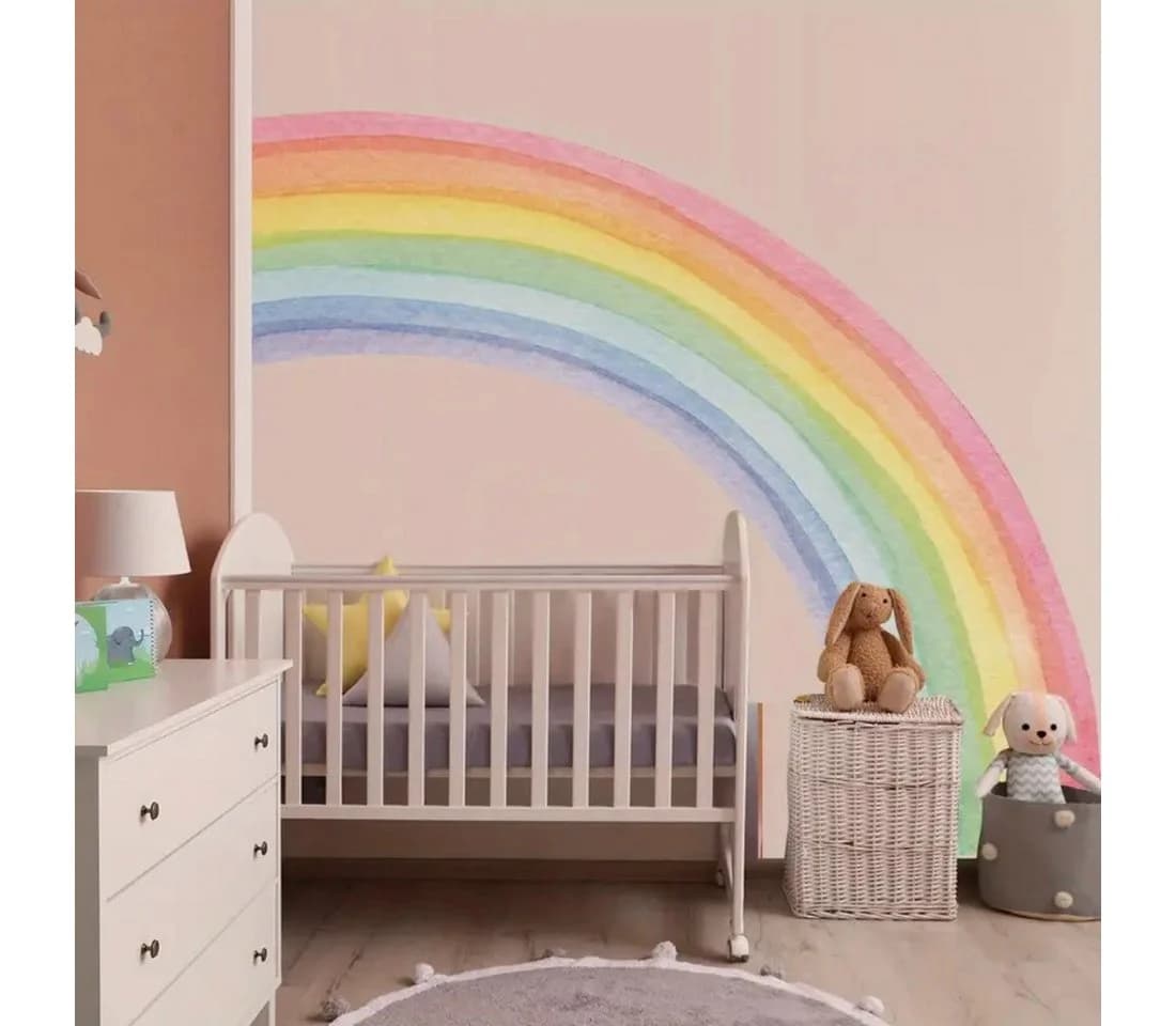 Montegoni Wandtattoo XXL Regenbogen Sterne Kinderzimmer Bunt PVC