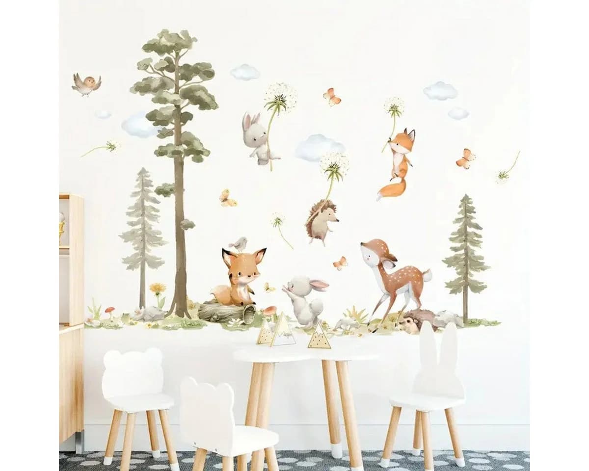 Montegoni Wandtattoo Wandaufkleber Kaninchen Fuchs Hirsch Baum Kinderzimmer - Bild 4
