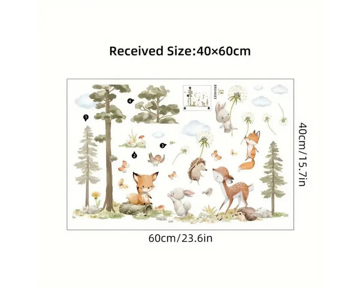 Montegoni Wandtattoo Wandaufkleber Kaninchen Fuchs Hirsch Baum Kinderzimmer - Bild 5