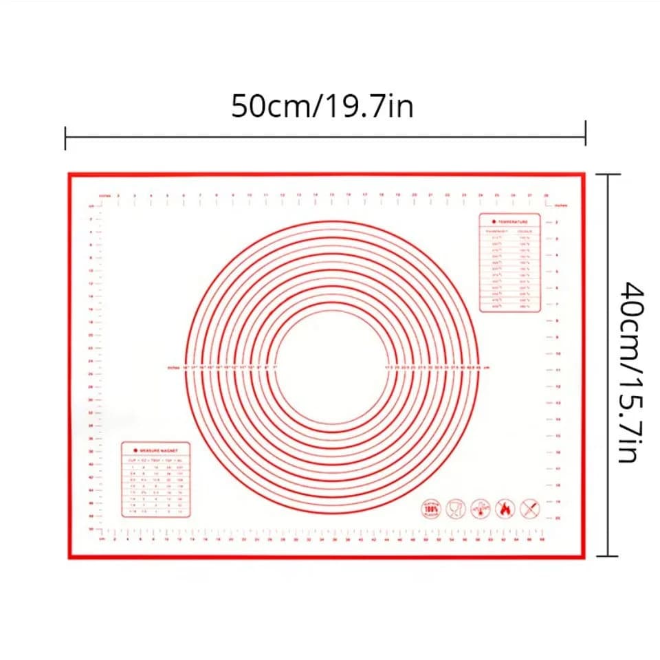 Montegoni Silikon-Knetmatte 40x50 cm Weiß/Rot Antihaft - Bild 5