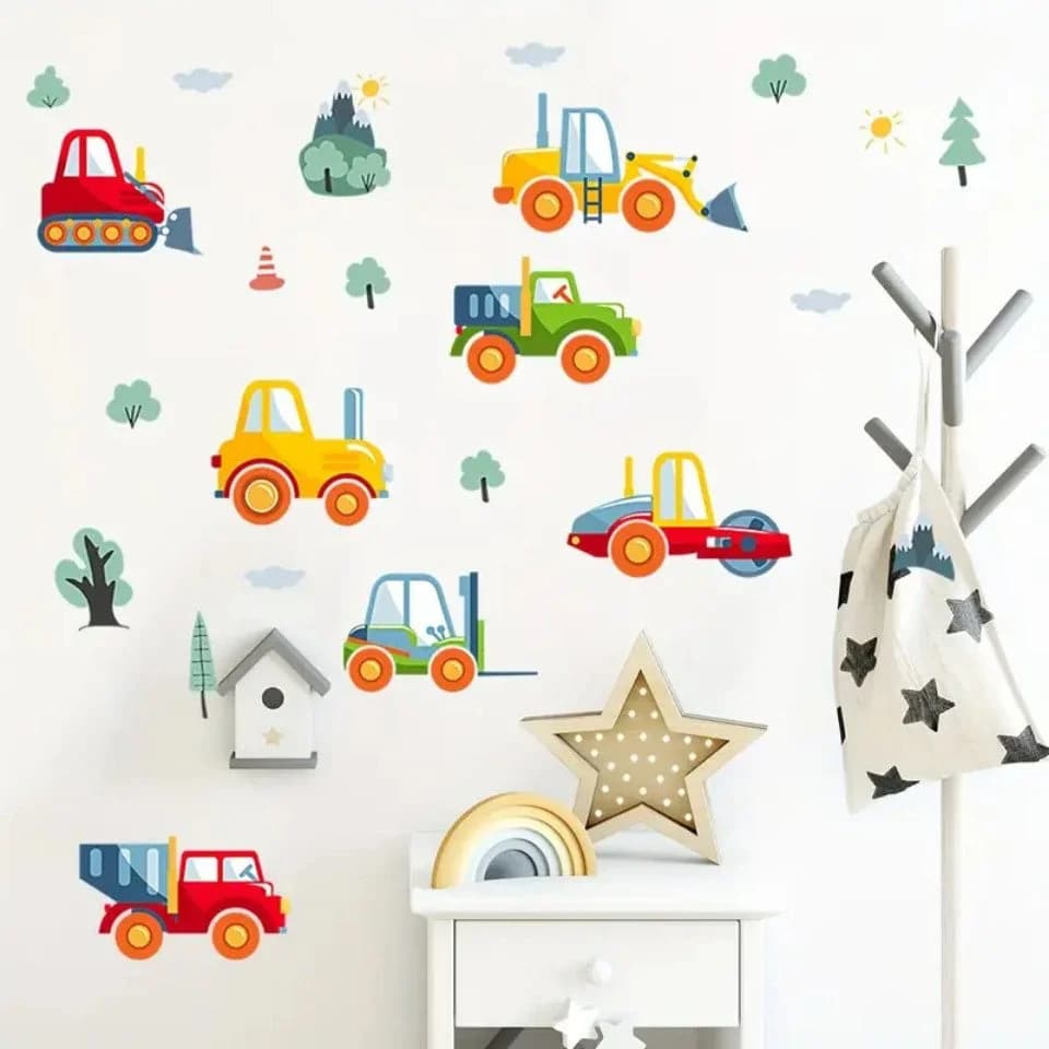 Montegoni Wandsticker Baufahrzeuge PVC Selbstklebend
