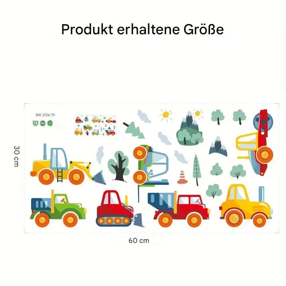 Montegoni Wandsticker Baufahrzeuge PVC Selbstklebend - Bild 3