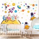 Montegoni Wandsticker Niedliche Aquarell Astronauten Tier Wandaufkleber Bild 2