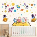 Montegoni Wandsticker Niedliche Aquarell Astronauten Tier Wandaufkleber Bild 3