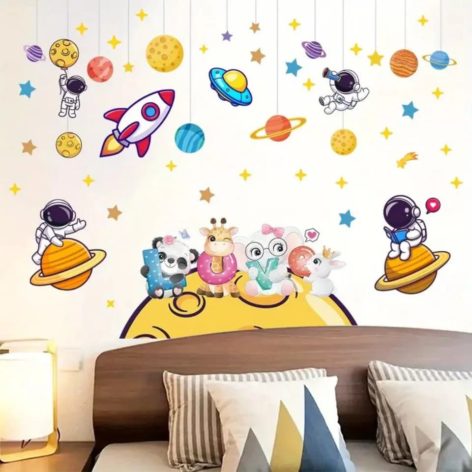 Montegoni Wandsticker Niedliche Aquarell Astronauten Tier Wandaufkleber - Bild 4