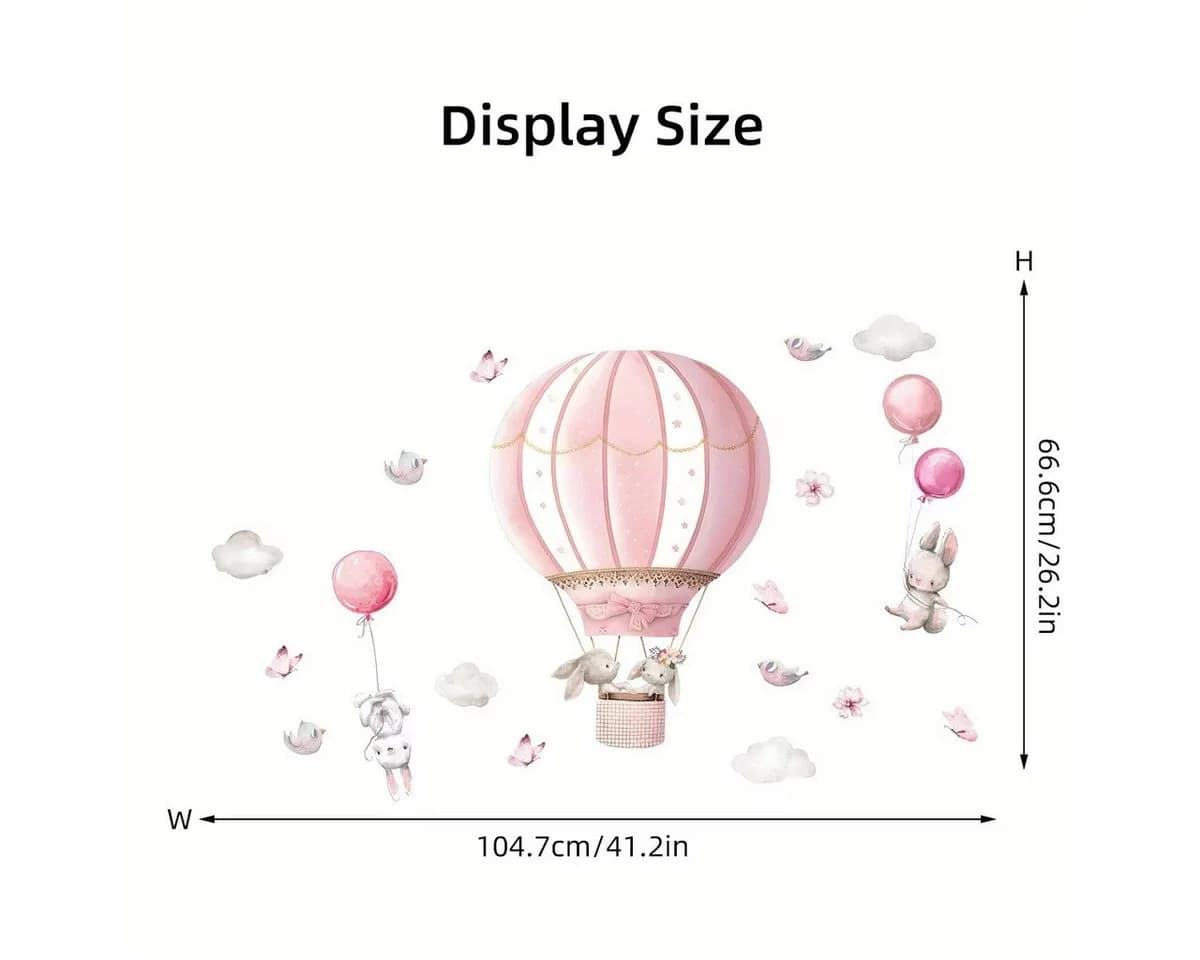 Montegoni Wandtattoo Kinder Rosa Kaninchen Ballons Wolken - Bild 4