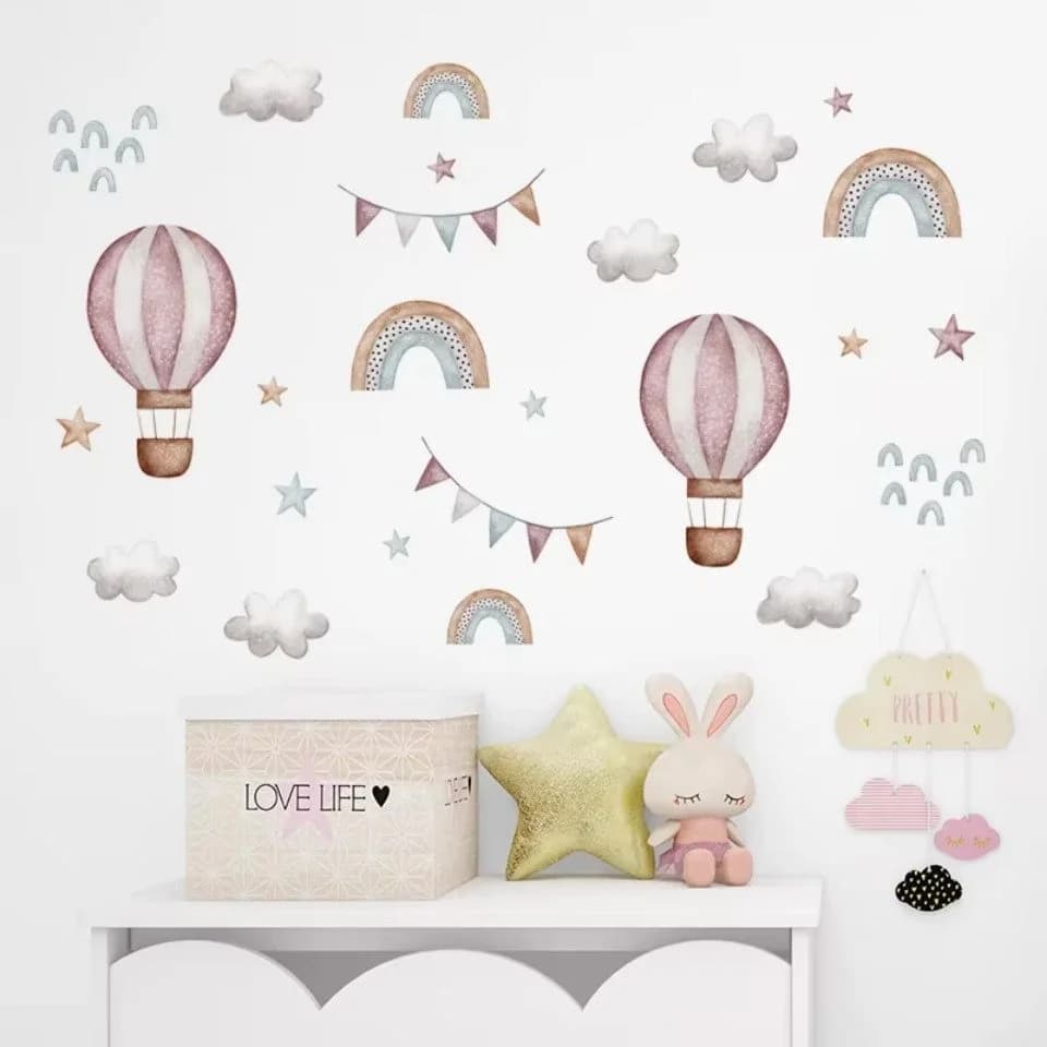 Montegoni Wandsticker Aquarell Rosa Ballon & Regenbogen - Bild 2