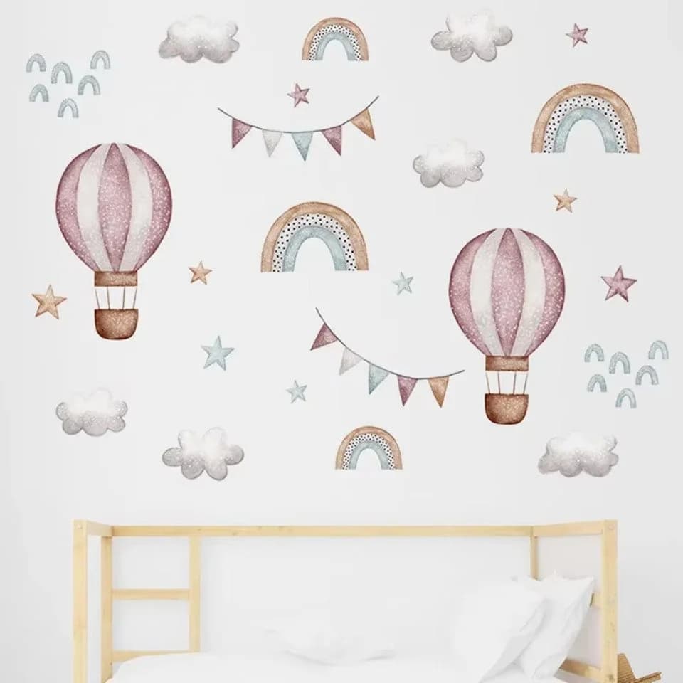 Montegoni Wandsticker Aquarell Rosa Ballon & Regenbogen - Bild 4