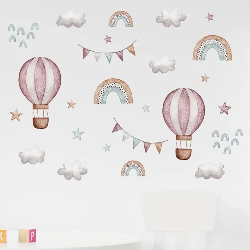 Montegoni Wandsticker Aquarell Rosa Ballon & Regenbogen - Bild 5
