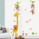 Montegoni Wandsticker Giraffen & Affen Cartoon Höhenmesser PVC Bild 2