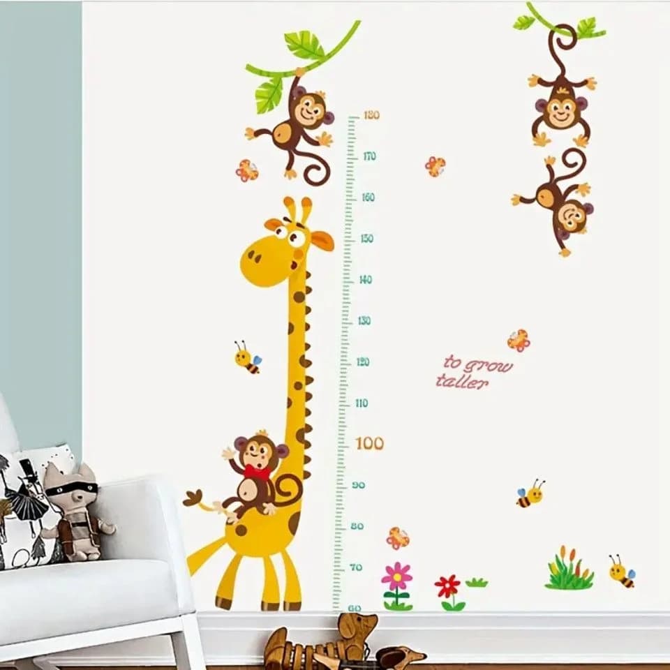 Montegoni Wandsticker Giraffen & Affen Cartoon Höhenmesser PVC - Bild 2