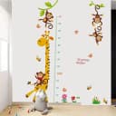 Montegoni Wandsticker Giraffen & Affen Cartoon Höhenmesser PVC Bild 4