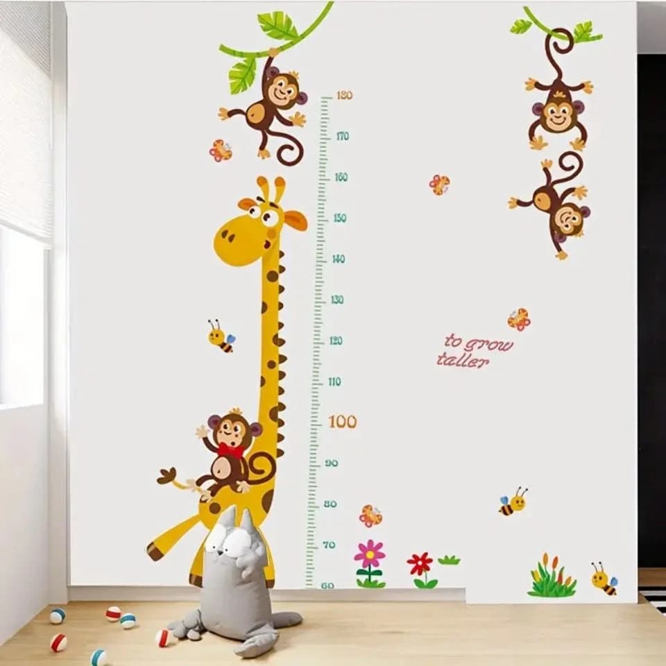 Montegoni Wandsticker Giraffen & Affen Cartoon Höhenmesser PVC - Bild 4