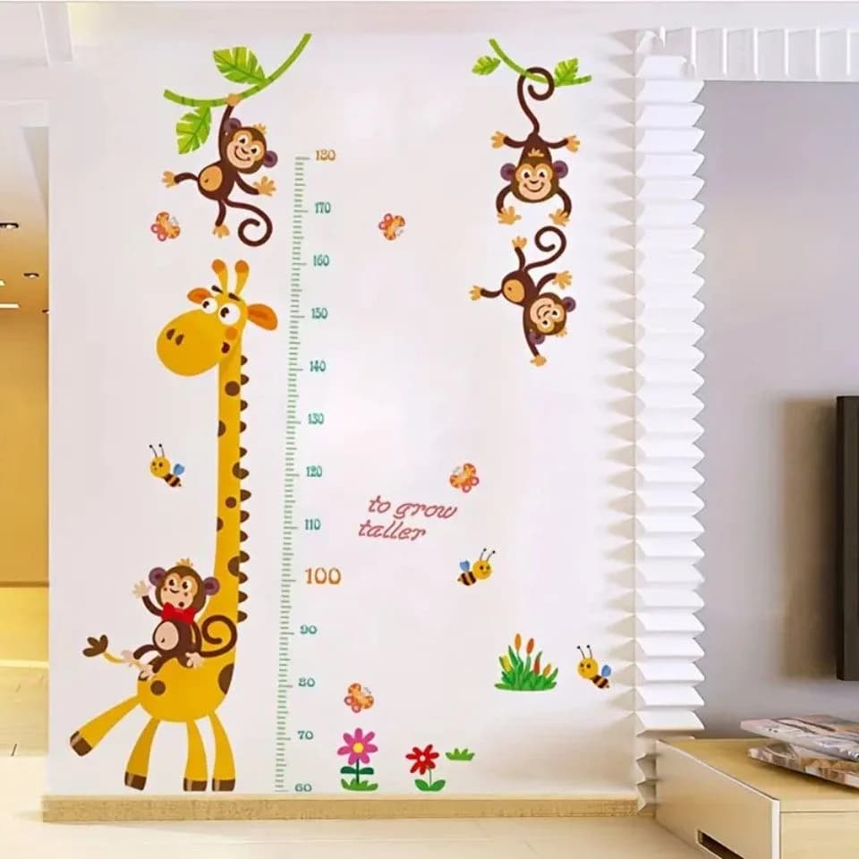 Montegoni Wandsticker Giraffen & Affen Cartoon Höhenmesser PVC - Bild 5