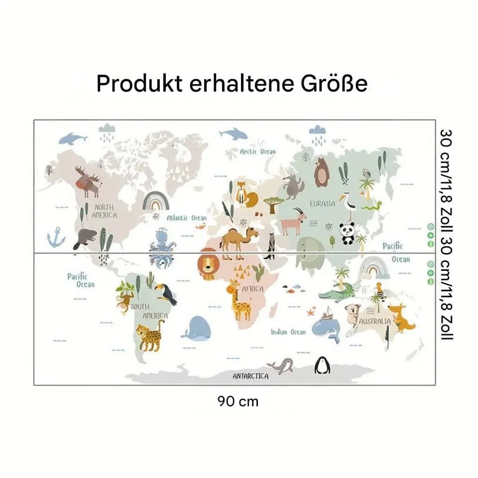 Montegoni Wandsticker Tropische Tierwelt Landkarte Bunt PVC Selbstklebend - Bild 3