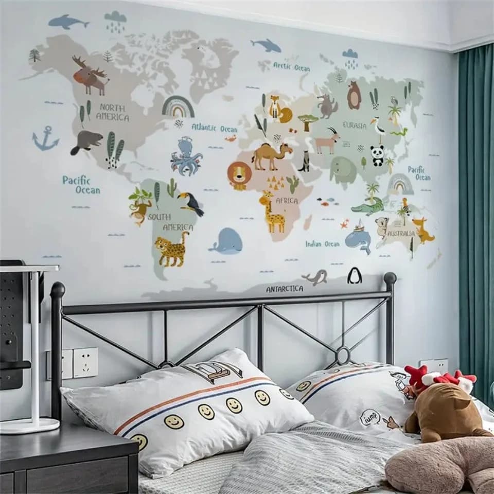 Montegoni Wandsticker Tropische Tierwelt Landkarte Bunt PVC Selbstklebend - Bild 4