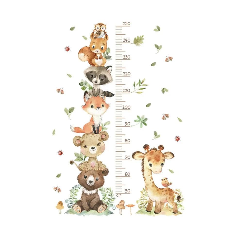 Montegoni Wandtattoo Lustige Tier-Höhenmesser Wandsticker Kinderzimmer Bunt - Bild 2