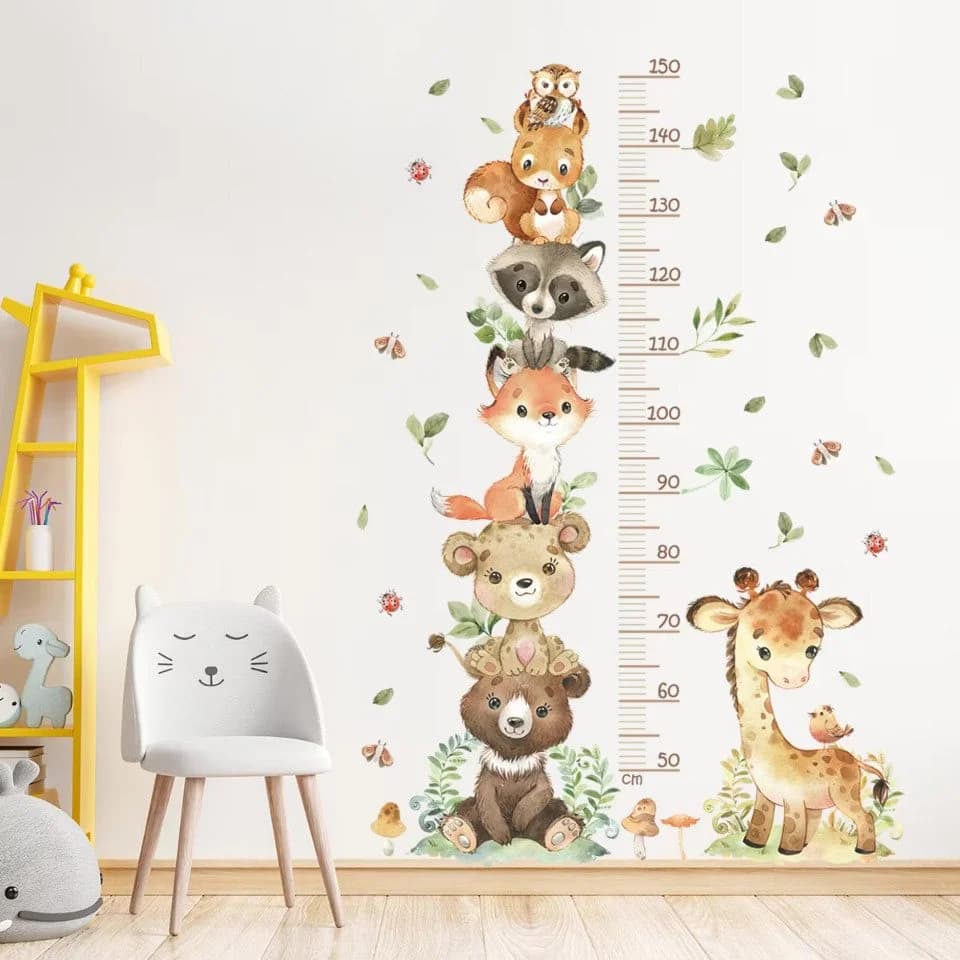 Montegoni Wandtattoo Lustige Tier-Höhenmesser Wandsticker Kinderzimmer Bunt - Bild 5