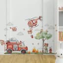 Montegoni Wandsticker Cartoon Feuerwehr Bunt Selbstklebend Kinderzimmerdeko Bild 2