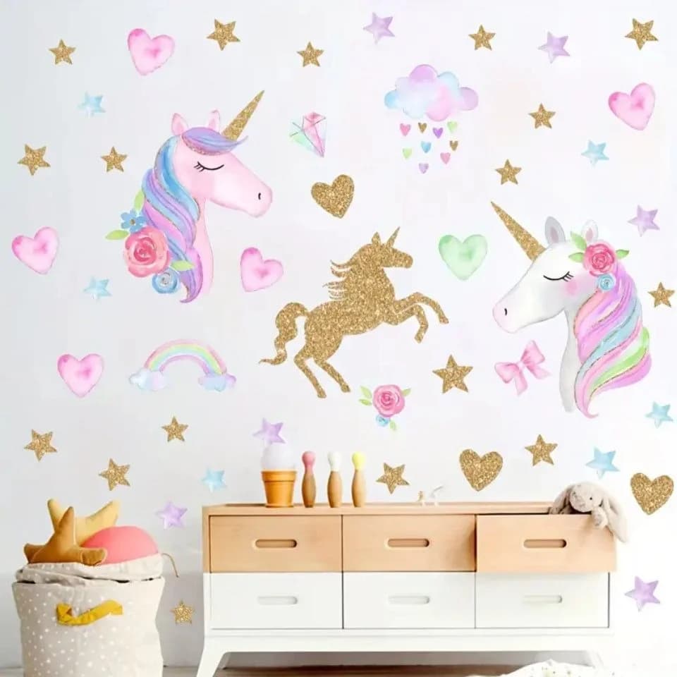 Montegoni Wandsticker Einhorn Stern Abnehmbare Deko Selbstklebend Bunt - Bild 5