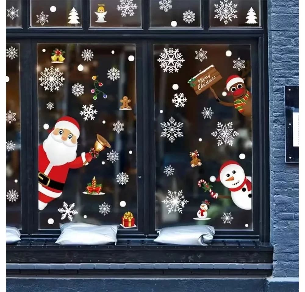 Montegoni Fenstersticker Festliche Fensteraufkleber Schneeflocken Weihnachten Selbstklebend