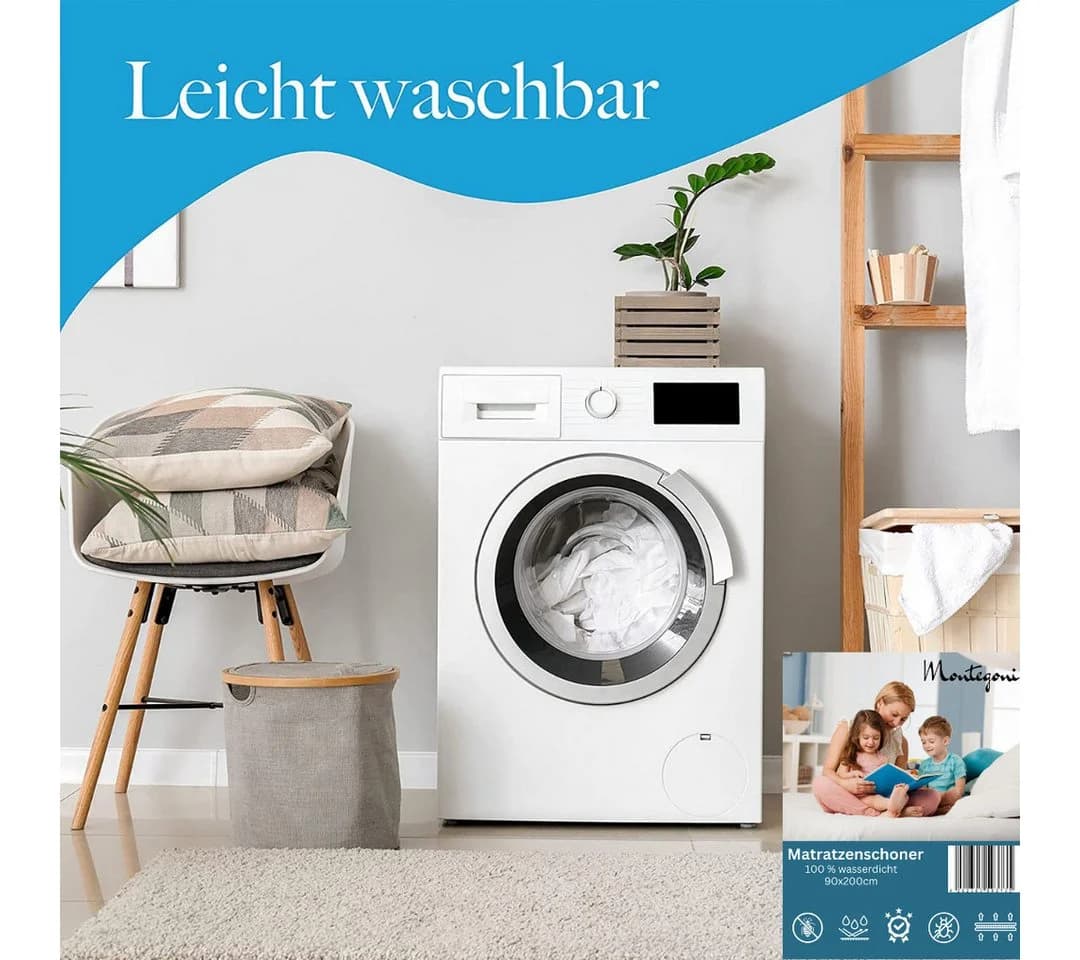 Montegoni Matratzenschoner 90x200 cm Wasserdicht Weiß - Bild 1