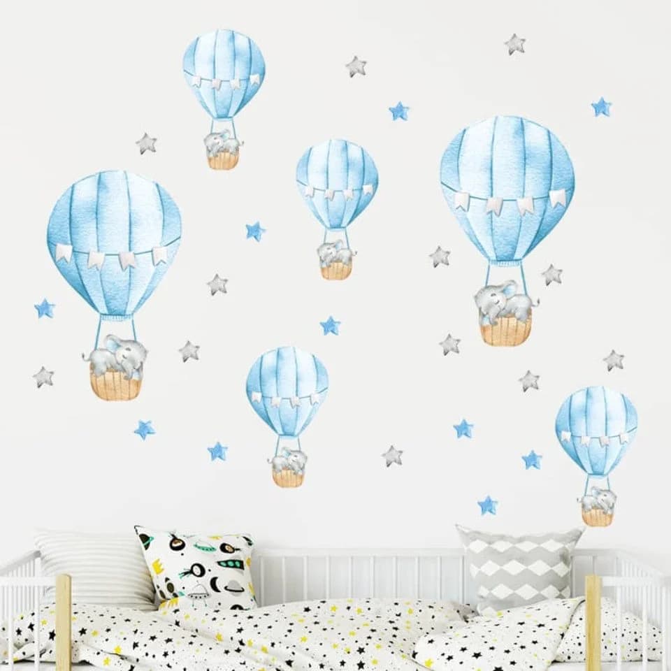Montegoni Wandsticker Babyelefant Heißluftballon Sterne Selbstklebend - Bild 3
