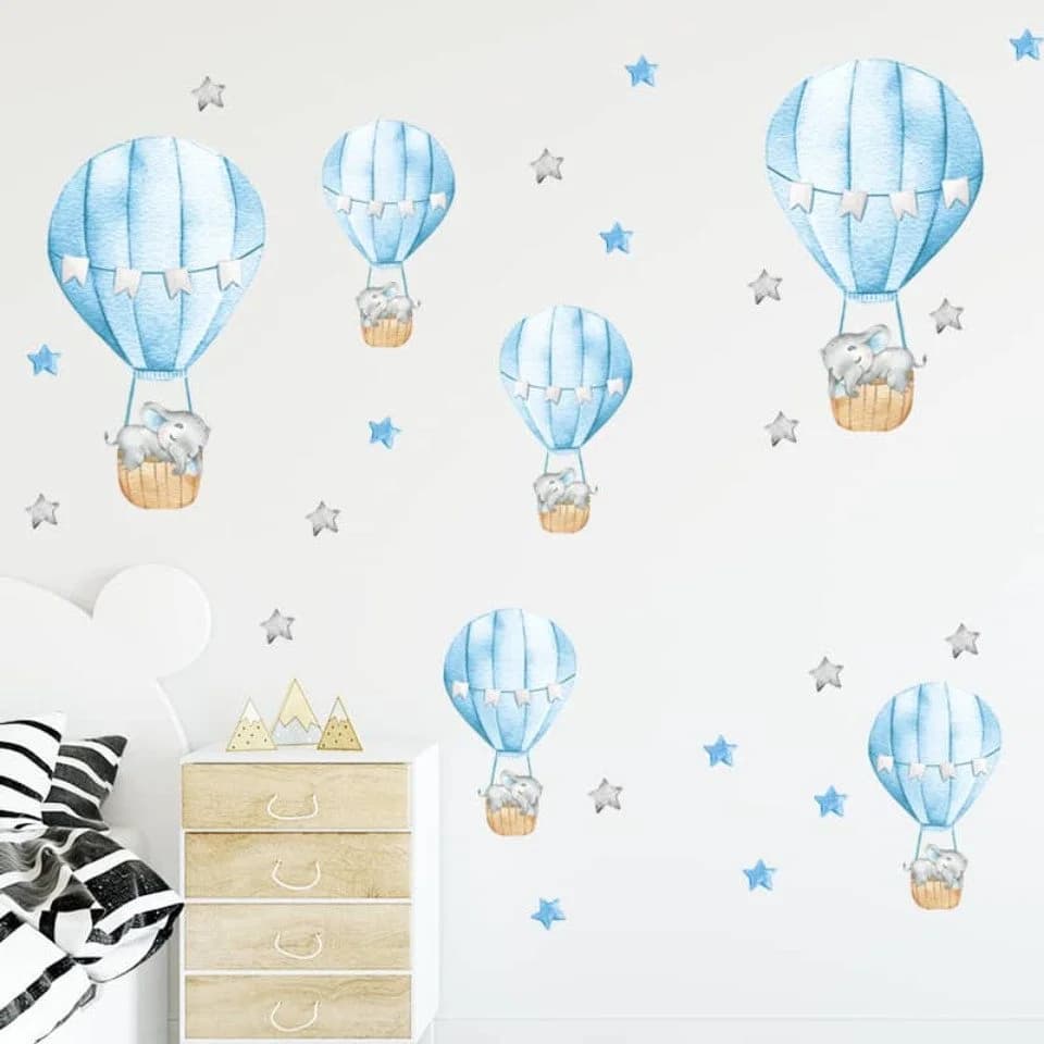 Montegoni Wandsticker Babyelefant Heißluftballon Sterne Selbstklebend - Bild 4