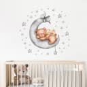 Montegoni Wandsticker Gute Nacht Babytiere Schlafend auf Mond Bild 3