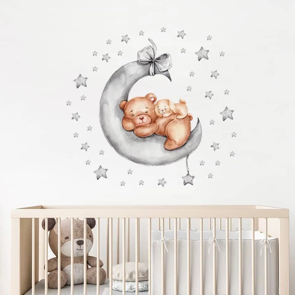 Montegoni Wandsticker Gute Nacht Babytiere Schlafend auf Mond - Bild 3