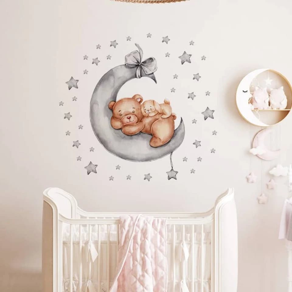 Montegoni Wandsticker Gute Nacht Babytiere Schlafend auf Mond - Bild 4