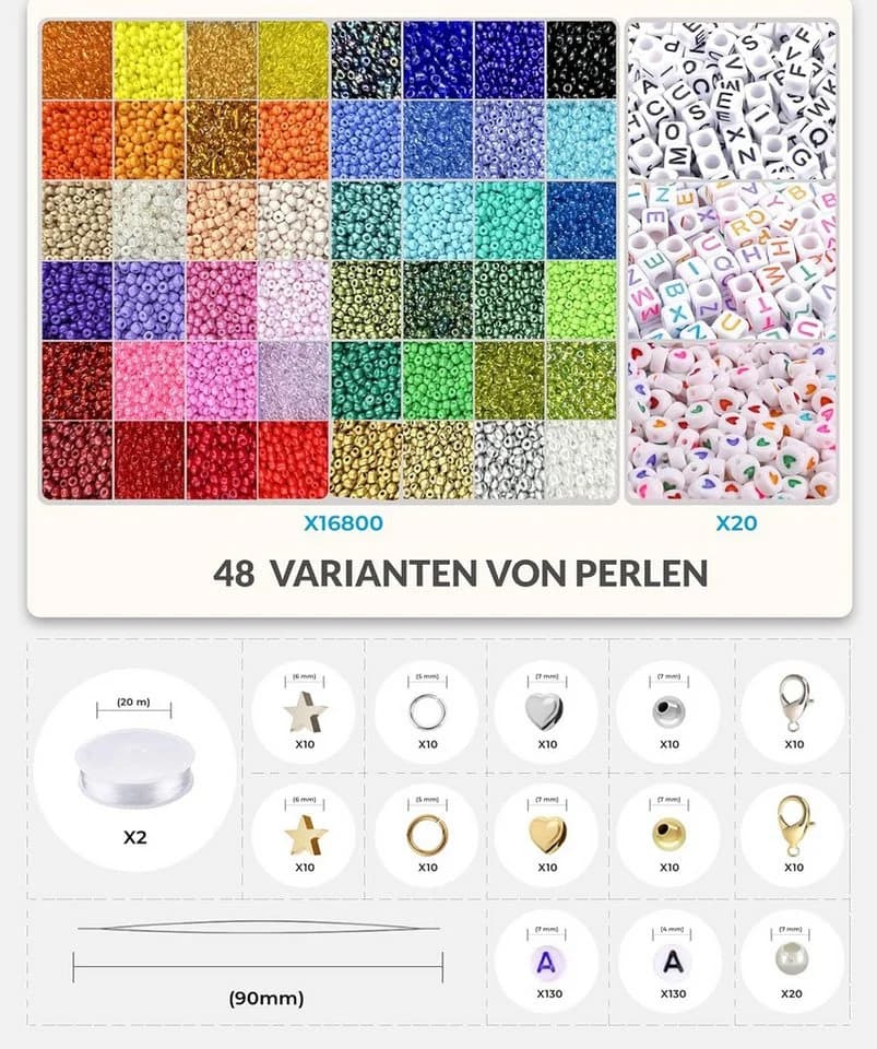Montegoni Bastelperlen 17180 Stück 3mm Perlen für Armbänder