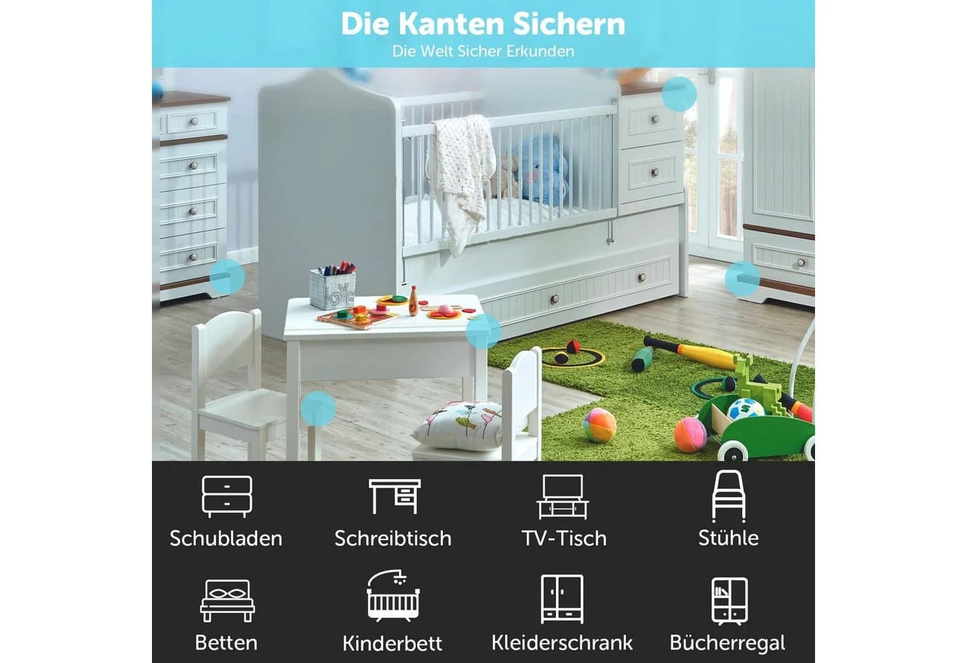 Montegoni Kindersicherung 8er Set Eckenschutz rund Silikon - Bild 3