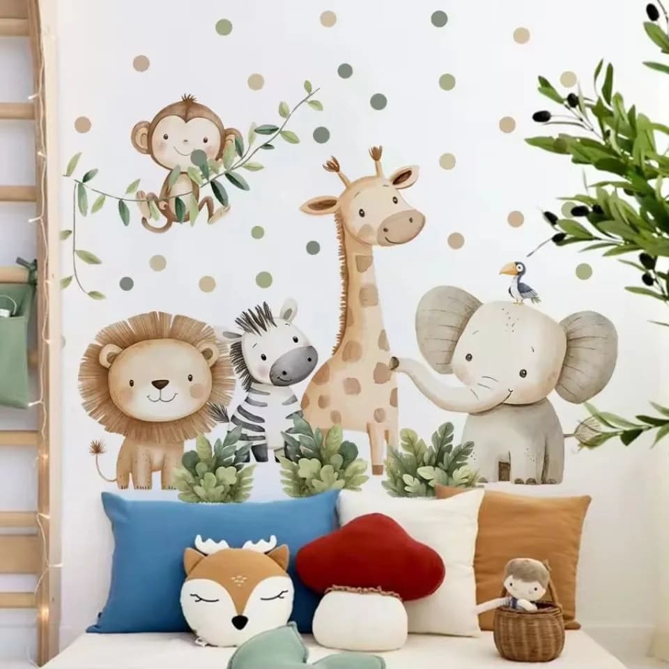 Montegoni Wandsticker Selbstklebende Cartoon Dschungel Tiere Wandaufkleber Bunt - Bild 5