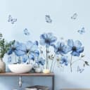 Montegoni Wandtattoo Blumen & Schmetterlinge Blau Selbstklebend Wasserdicht Bild 2